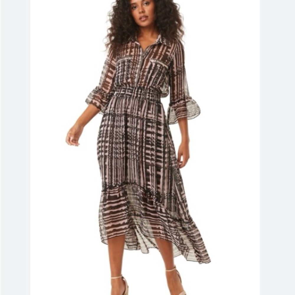 Misa Los Angeles Ofelia Midi Shirt Dress in Holiday Abstraction